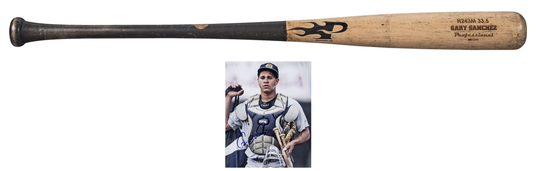 2012 Gary Sanchez Minor League Game Used H2434 Model Bat and (2) Autographed 8x10 Photographs (Beckett & PSA/DNA) 
